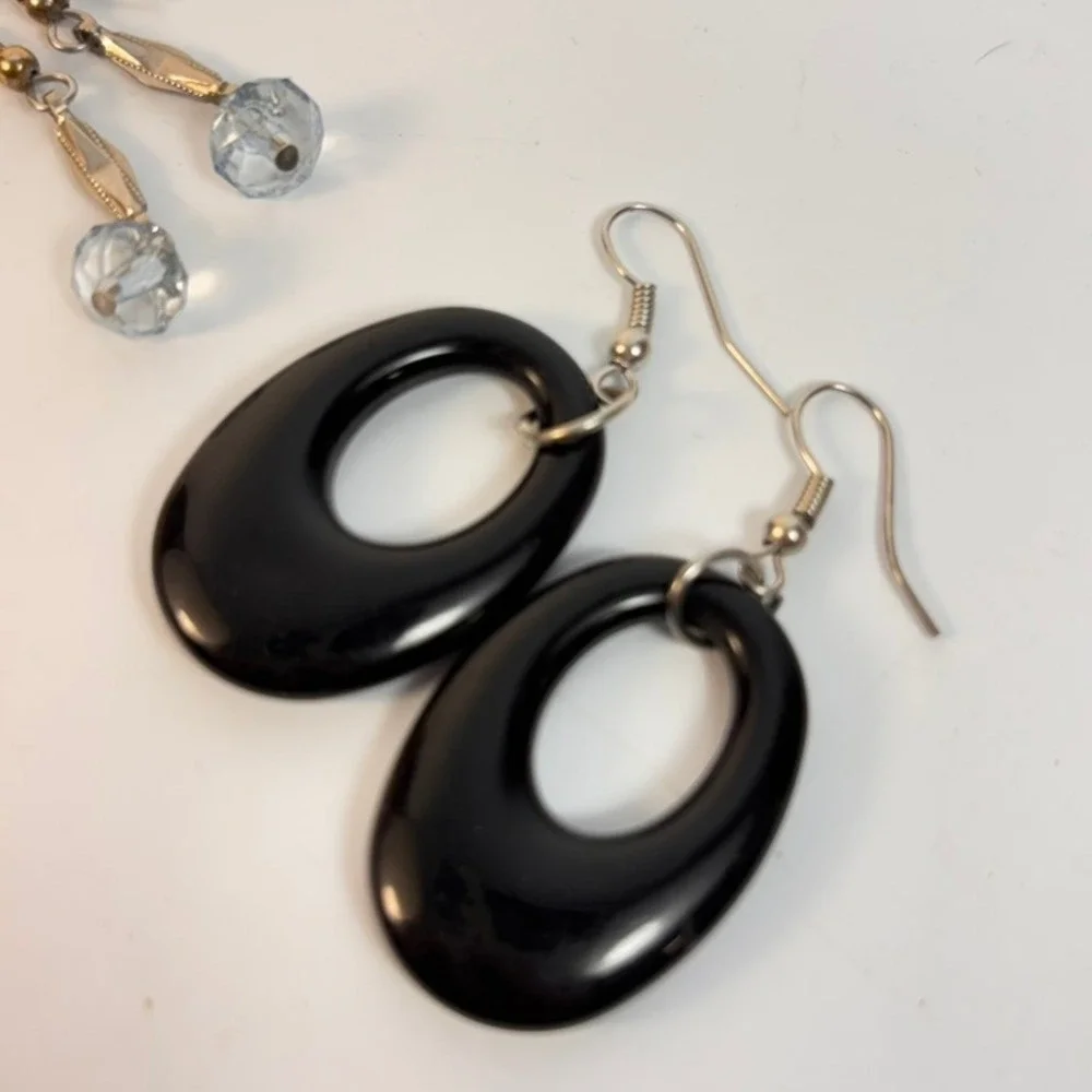 Vintage Earring Lot Black Gold Silver Boho Goth Piratecore 3 Pairs